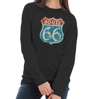 Vintage Route 66 Gas Station Road Sign Men Women T-Shirt Graphic Print Casual Unisex Tee Women Long Sleeve Tshirt | Favorety CA