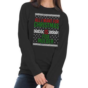 All I Want For Christmas Fox Mulder Fitted Scoop T Women Long Sleeve Tshirt | Favorety UK