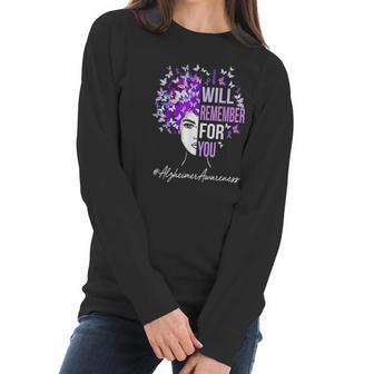 I Will Remember For You Alzheimer Awareness Womens Butterfly Women Long Sleeve Tshirt | Favorety