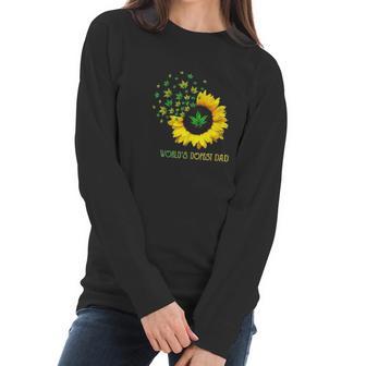 Worlds Dopest Dad Sunflower Weed Cannabis Funny Women Long Sleeve Tshirt | Favorety DE