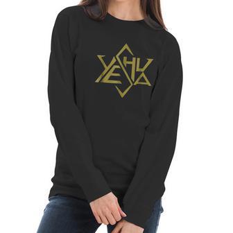 Yeshua Jesus Gold Super Star Tetrahedron Of David Women Long Sleeve Tshirt | Favorety CA