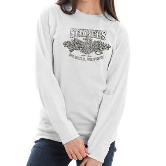 762 Design Usn Seabees Heather Military Green Women Long Sleeve Tshirt | Favorety