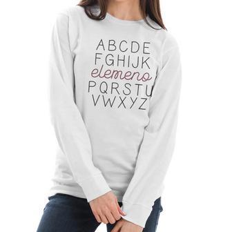 Abc Elemeno Teacher Letters Printed Funny Saying Inspirational Women Long Sleeve Tshirt | Favorety DE