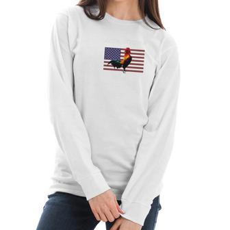 American Rooster Chicken Cock Strong Usa Pride Women Long Sleeve Tshirt | Favorety AU