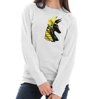 Anubis Ancient Egyptian God Of The Afterlife Blue Women Long Sleeve Tshirt | Favorety CA