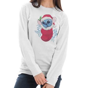 Baby Stitch In Christmas Stocking Women Long Sleeve Tshirt | Favorety AU