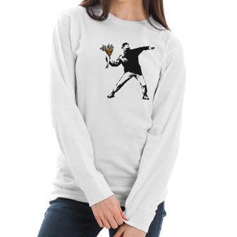 Banksy - Rage Flower Thrower Women Long Sleeve Tshirt | Favorety AU