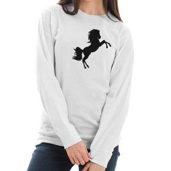 Black Stallion Horse Silhouette Riding Love Women Long Sleeve Tshirt | Favorety AU