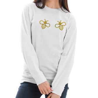 Boo Bees Funny Bug Breasts Innuendo Boobies Graphic Women Long Sleeve Tshirt | Favorety DE