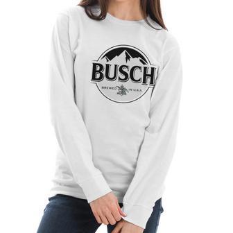 Busch Beer Black &Ampamp White Logo T-Shirt Women Long Sleeve Tshirt | Favorety CA