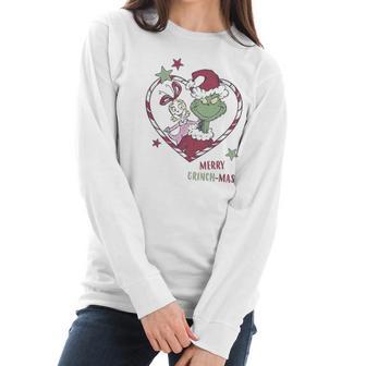 Christmas Grinchmas Heart Graphic Women Long Sleeve Tshirt | Favorety CA