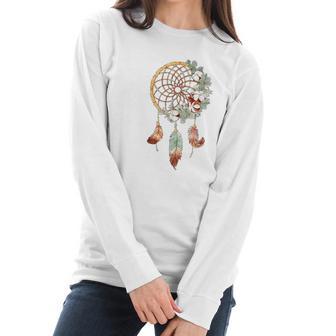 Colorful Dreamcatcher Feathers Tribal Native American Indian Women Long Sleeve Tshirt | Favorety CA