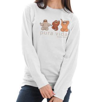 Costa Rica Sloths Souvenir Pura Vida Shirt Women Long Sleeve Tshirt | Favorety CA