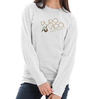 Costa Rica Summer Sloth Pura Vida National Motto Women Long Sleeve Tshirt | Favorety