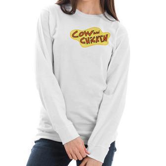 Cow And Chicken Logo Color Women Long Sleeve Tshirt | Favorety