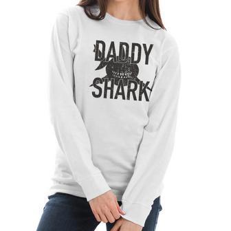 Daddy Shark Black Graphic Best Christmas Gifts For Dad Women Long Sleeve Tshirt | Favorety UK