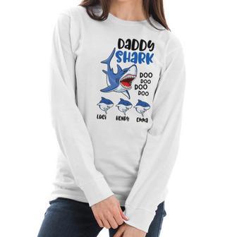 Daddy Shark Family Name Best Christmas Gifts For Dad Women Long Sleeve Tshirt | Favorety UK