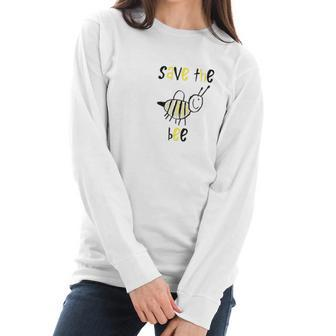 Designed By Kids Save The Bee Nature Protection Gift Women Long Sleeve Tshirt | Favorety