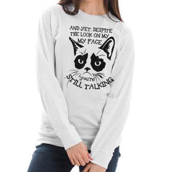 Funny Cat Kitten Grumpy-Face Cat Mom Cat Lovers Cat Owner Women Long Sleeve Tshirt | Favorety CA