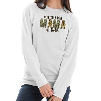 Glitter And Dirt Mom Of Both Leopard And Camo Mama Of Both Women Long Sleeve Tshirt | Favorety AU