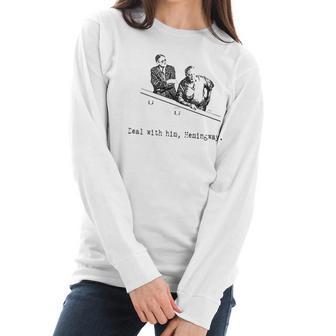 James Joyce X Ernest Hemingway Drunken Shenanigans Painting Classic Women Long Sleeve Tshirt | Favorety AU