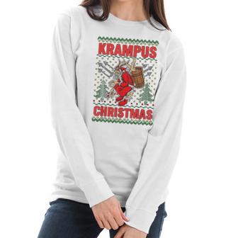 Krampus Christmas Ugly Pattern Gift Women Long Sleeve Tshirt | Favorety DE