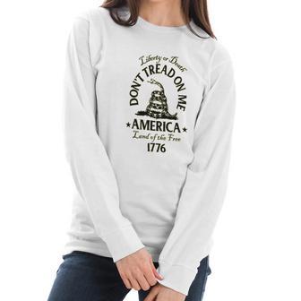 Liberty Or Death Don’T Tread On Me Ladies Womens Women Long Sleeve Tshirt | Favorety AU