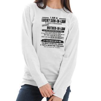 I Am A Lucky Son In Law Of A Freaking Awesome Mother Women Long Sleeve Tshirt | Favorety AU