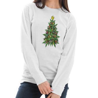 Marijuana Christmas Tree Women Long Sleeve Tshirt | Favorety UK