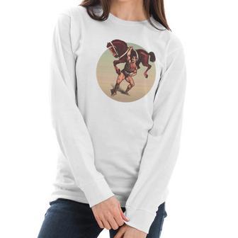 Muscle Man Lifting A Horse Kids Women Long Sleeve Tshirt | Favorety AU