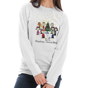 The Peanuts Gang Christmas Time Is Here Women Long Sleeve Tshirt | Favorety