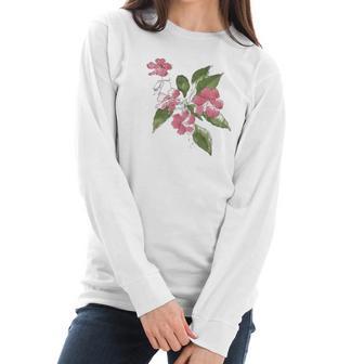 Pink Sultana Floral By Hannah Borger Overbeck Women Long Sleeve Tshirt | Favorety UK