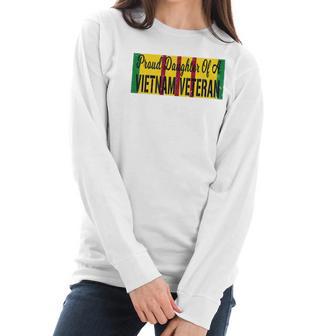 Proud Daughter Of A Vietnam Veteran Us War Service Ribbon Women Long Sleeve Tshirt | Favorety