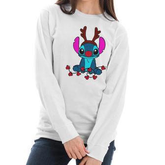 Reindeer Stitch Merry Christmas Women Long Sleeve Tshirt | Favorety AU