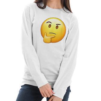 Thinking Emoji Funny Sarcastic Smiley Emoji Women Long Sleeve Tshirt | Favorety