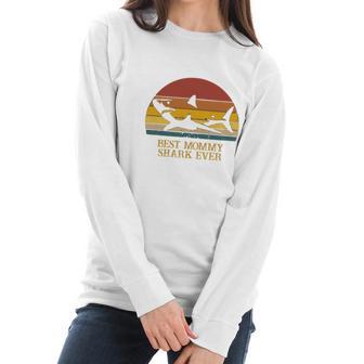 Vintage Best Mommy Shark Ever Gift For Mom Christmas Mom Gift Women Long Sleeve Tshirt | Favorety