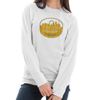 Vintage St Louis Missouri Cityscape Hockey Retro Women Long Sleeve Tshirt | Favorety DE