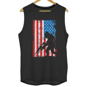 Armed Bigfoot Sasquatch Ar15 Patriotic American Flag Men Tank Top | Favorety