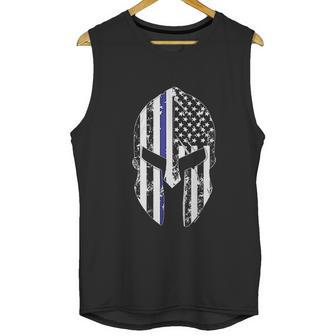 Blue Line American Flag Spartan Head Men Tank Top | Favorety UK