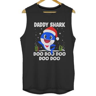 Men Daddy Shark With Santa Claus Hat Family Pajama Men Tank Top | Favorety AU