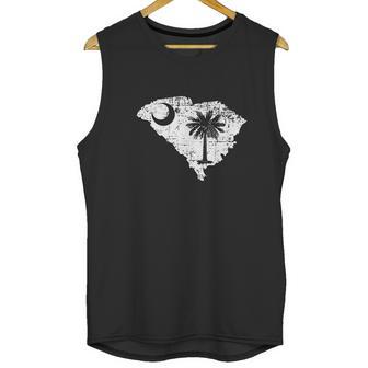 Distressed White South Carolina State Flag Outline Men Tank Top | Favorety