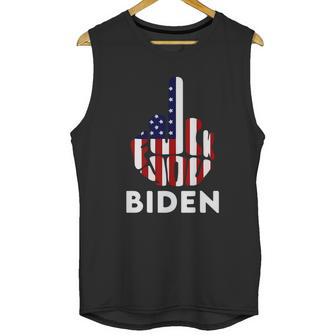 Fuck Biden Middle Finger Usa Flag Men Tank Top | Favorety