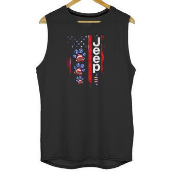 Jeep Dog Paw Print American Flag 4Th Of July Pet Car Lover Gift Men Tank Top | Favorety UK