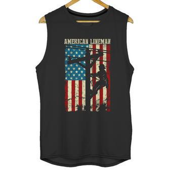 Line American Flag Electric Cable Gift Patriotic Line Gift Men Tank Top | Favorety