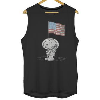 Peanuts Snoopy Astronaut American Flag 1St Step On The Moon Shirt Men Tank Top | Favorety