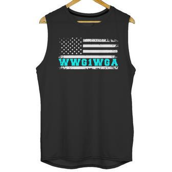 Qanon Apparel Wwg1wga Us Flag Retro Q Anon Men Tank Top | Favorety CA