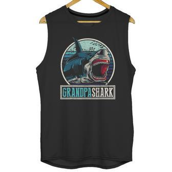 Retro Animal Grandfather Fathers Day Gift Grandpa Shark Men Tank Top | Favorety AU