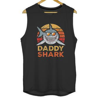 Retro Daddy Shark Design Funny Fathers Day Gift Dad Men Tank Top | Favorety