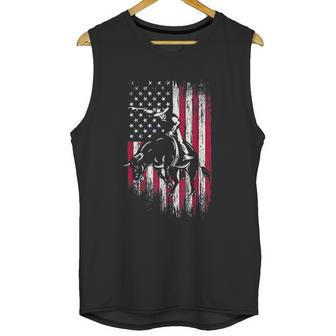 Rodeo Bull Rider Patriotic American Flag Cowboys Men Tank Top | Favorety