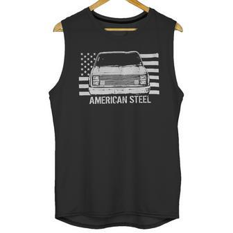 Square Body Chevy Gmc Truck And American Flag Men Tank Top | Favorety AU